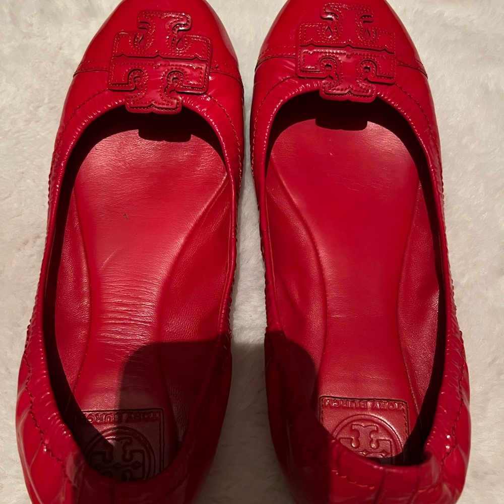 Tory Burch red patent ballet flats
